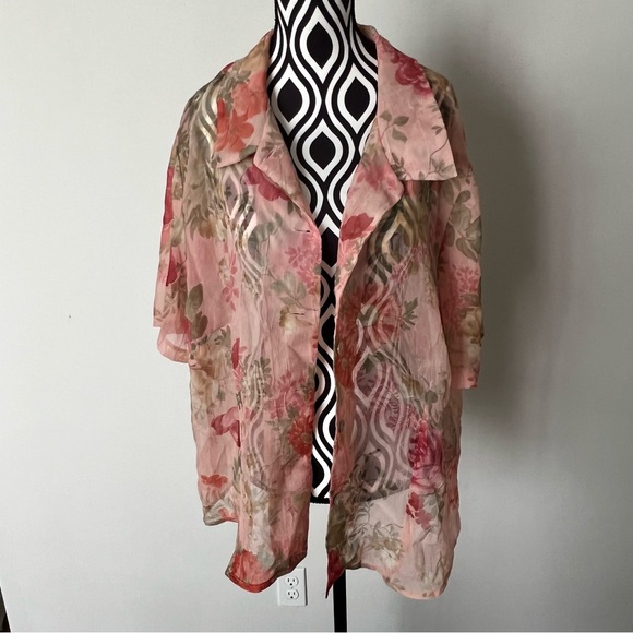 Vintage 90s Lady Dorby Sheer Floral Open Back Top - Picture 13 of 13